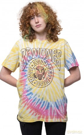 Ramones: Unisex T-Shirt: Crest Psych (Yellow) (Wash Collection) (Medium)