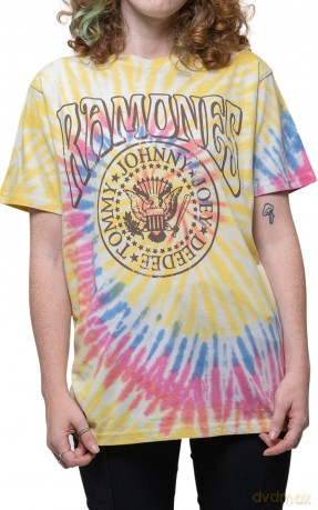 Ramones: Unisex T-Shirt: Crest Psych (Yellow) (Wash Collection) (Medium)