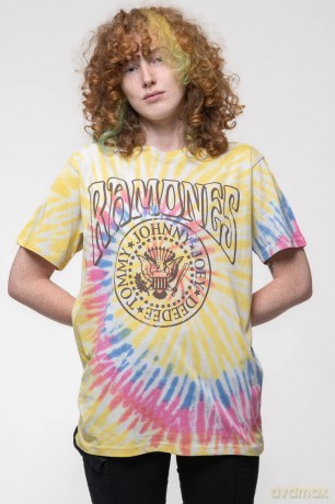 Ramones: Unisex T-Shirt: Crest Psych (Yellow) (Wash Collection) (Small)
