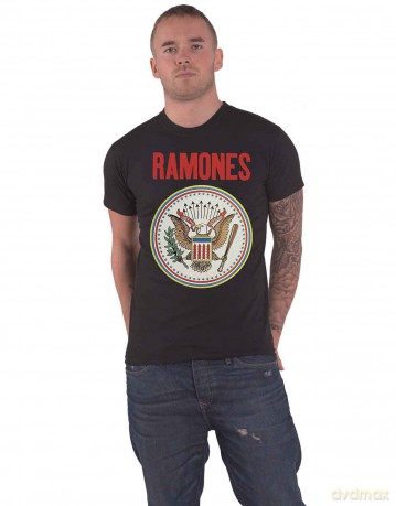 Ramones: Unisex T-Shirt: Full Colour Seal (Black) (Medium)