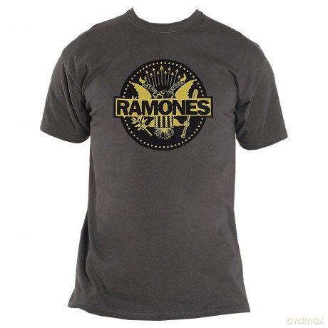 Ramones: Unisex T-Shirt: Gold Seal (Green) (Large)