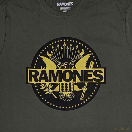 Ramones: Unisex T-Shirt: Gold Seal (Green) (Large)