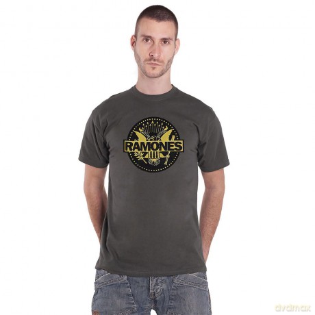 Ramones: Unisex T-Shirt: Gold Seal (Green) (X-Large)