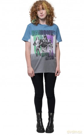 Ramones: Unisex T-Shirt: Hey Ho Retro (Blue) (Wash Collection) (Medium)
