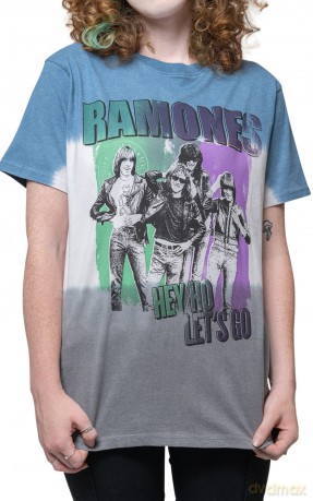 Ramones: Unisex T-Shirt: Hey Ho Retro (Blue) (Wash Collection) (Medium)