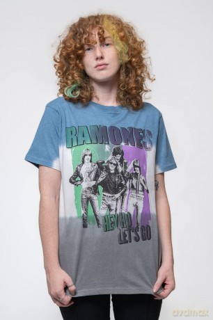 Ramones: Unisex T-Shirt: Hey Ho Retro (Blue) (Wash Collection) (XX-Large)