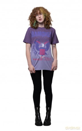 Ramones: Unisex T-Shirt: Mondo Bizarro (Purple) (Wash Collection) (Large)