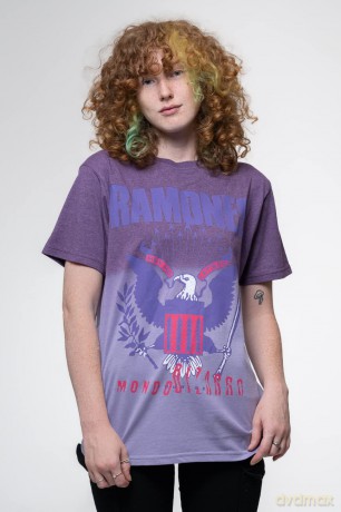 Ramones: Unisex T-Shirt: Mondo Bizarro (Purple) (Wash Collection) (Small)