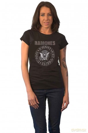 Ramones: Unisex T-Shirt: Presidential Seal (Black) (Embellished) (Large)