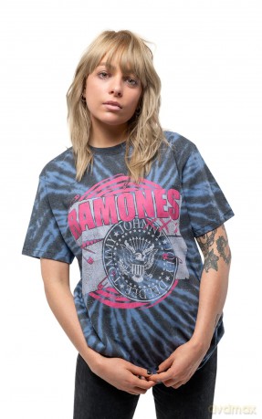 Ramones: Unisex T-Shirt: Punk Patch (Blue) (Wash Collection) (Large)