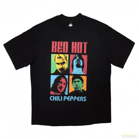 Red Hot Chili Peppers: Unisex Oversized Boxy T-Shirt: Portrait Photos (Black) (Large)
