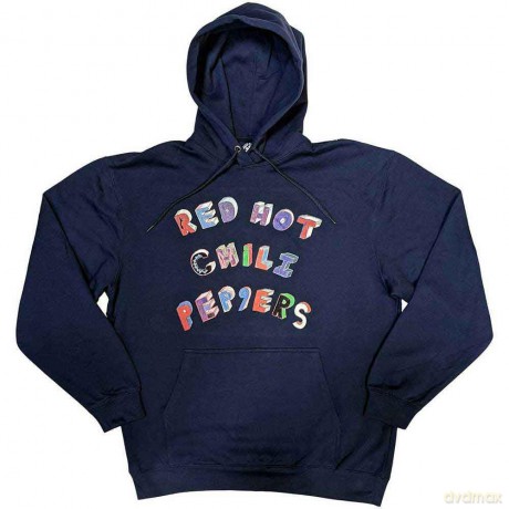Red Hot Chili Peppers: Unisex Pullover Hoodie: Colourful Letters (Navy Blue) (Small)