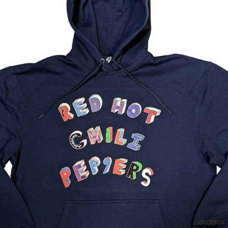 Red Hot Chili Peppers: Unisex Pullover Hoodie: Colourful Letters (Navy Blue) (Small)