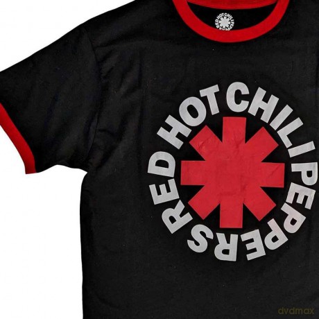 Red Hot Chili Peppers: Unisex Ringer T-Shirt: Classic Asterisk (Black) (Large)