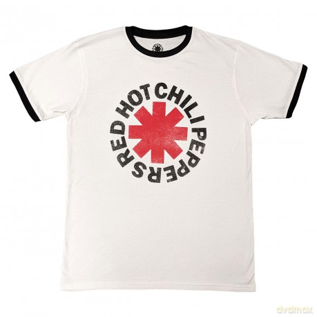 Red Hot Chili Peppers: Unisex Ringer T-Shirt: Logo Ringer (White) (Large)