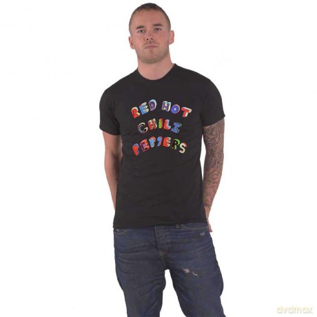 Red Hot Chili Peppers: Unisex T-Shirt: Colourful Letters (Black) (Large)