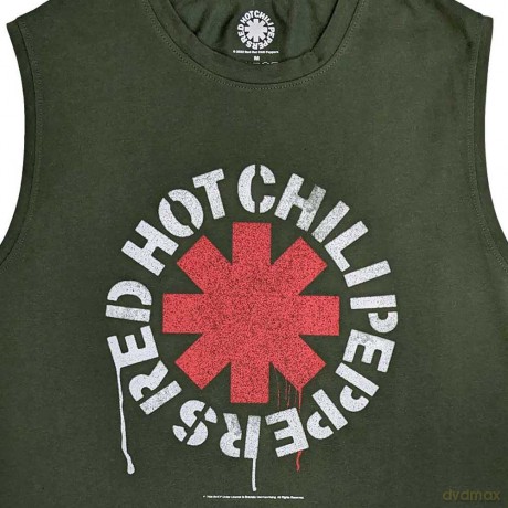 Red Hot Chili Peppers: Unisex Tank T-Shirt: Stencil (Green) (Large)