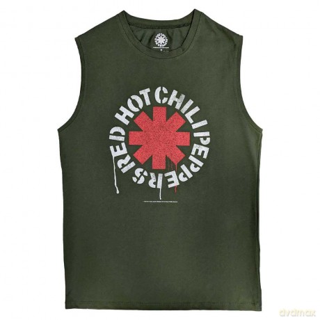 Red Hot Chili Peppers: Unisex Tank T-Shirt: Stencil (Green) (Medium)