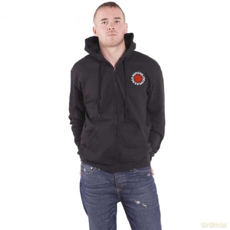Red Hot Chili Peppers: Unisex Zipped Hoodie: Red Asterisk (Black) (Back Print) (Small)