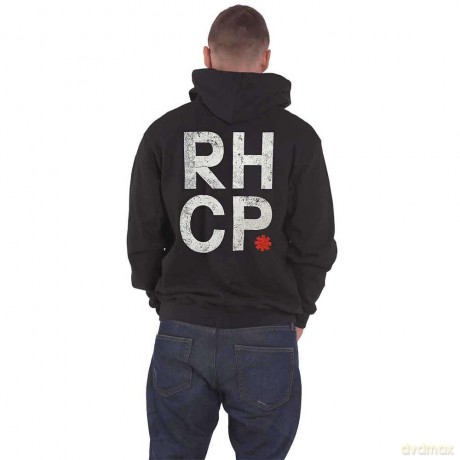 Red Hot Chili Peppers: Unisex Zipped Hoodie: Red Asterisk (Black) (Back Print) (Small)
