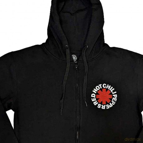 Red Hot Chili Peppers: Unisex Zipped Hoodie: Red Asterisk (Black) (Back Print) (X-Large)