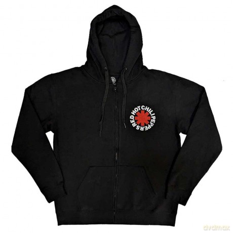 Red Hot Chili Peppers: Unisex Zipped Hoodie: Red Asterisk (Black) (Back Print) (X-Large)