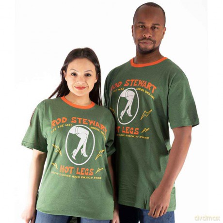 Rod Stewart: Unisex Ringer T-Shirt: Hot Legs (Green) (Large)