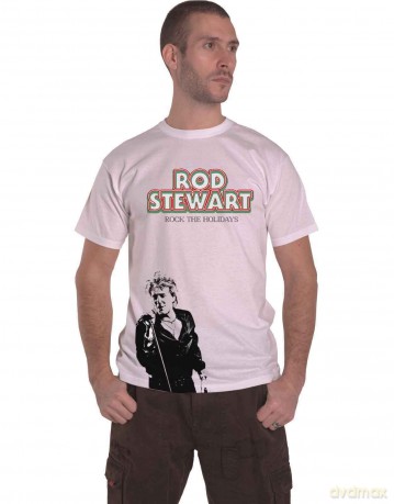 Rod Stewart: Unisex T-Shirt: Rock The Holidays (White) (Small)
