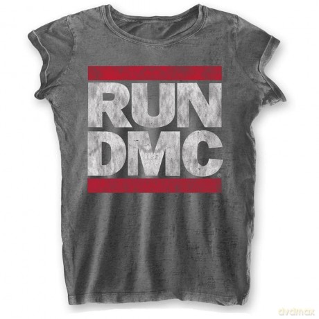 Run Dmc: Run DMC Ladies Fashion Tee: DMC Logo (Burn Out) (Small)