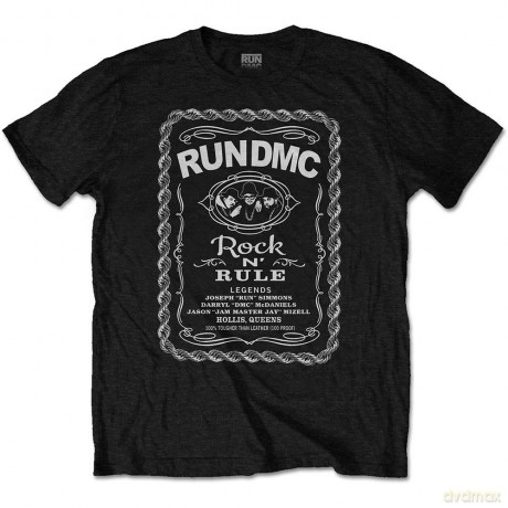 Run Dmc: Run DMC Men's Tee: Rock N' Rule Whiskey Label (Medium)