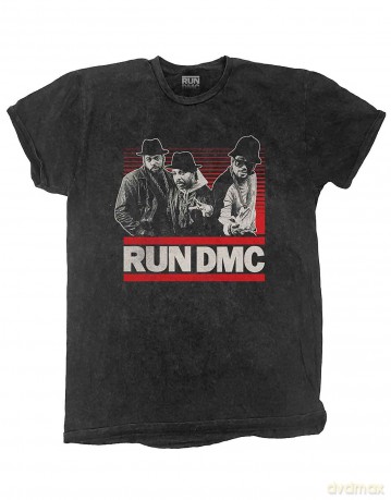 Run Dmc: Run DMC Unisex T-Shirt: Gradient Bars (Dip-Dye On Black) (Wash Collection) (Small)