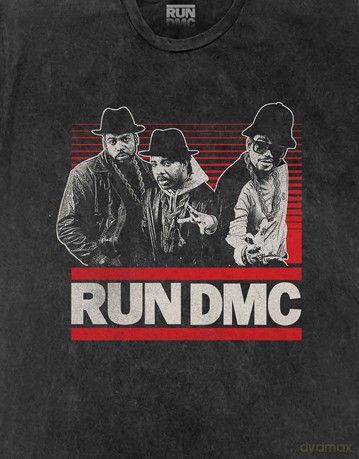 Run Dmc: Run DMC Unisex T-Shirt: Gradient Bars (Dip-Dye On Black) (Wash Collection) (Small)