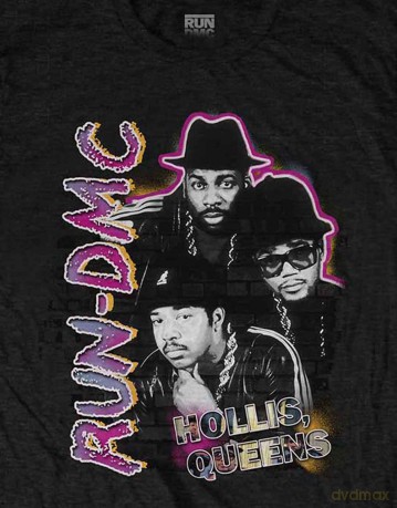 Run Dmc: Run DMC Unisex T-Shirt: Hollis Queens Homage (Black) (XX-Large)