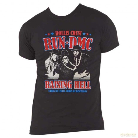 Run Dmc: Run DMC Unisex T-Shirt: Raising Hell Americana (Black) (Medium)