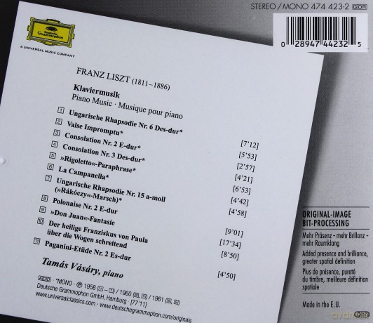 Vasary: Liszt Klaviermusik [CD]