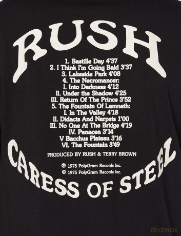 Rush: Unisex T-Shirt: Caress of Steel (Black) (Back Print) (Large)