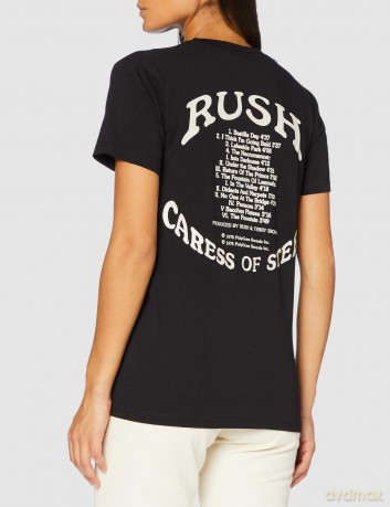 Rush: Unisex T-Shirt: Caress of Steel (Black) (Back Print) (Small)
