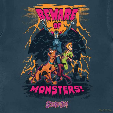 Scooby Doo: Unisex T-Shirt: Beware Of Monsters (Denim Blue) (Small)