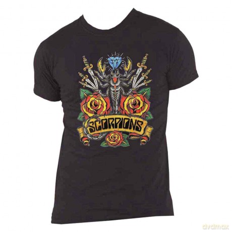 Scorpions: Unisex T-Shirt: Traditional Tattoo (Black) (Large)