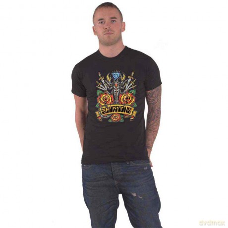 Scorpions: Unisex T-Shirt: Traditional Tattoo (Black) (Small)