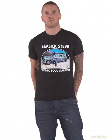 Seasick Steve: Unisex T-Shirt: Full Colour Sonic Soul Surfer (Black) (Back Print) (Medium)