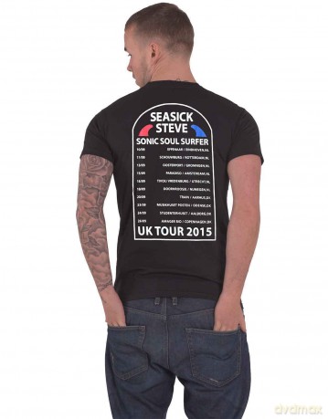 Seasick Steve: Unisex T-Shirt: Full Colour Sonic Soul Surfer (Black) (Back Print) (Medium)