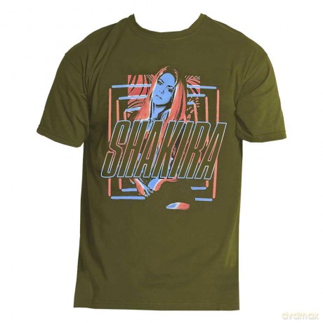 Shakira: Unisex T-Shirt: Squares and Logo (Green) (Medium)