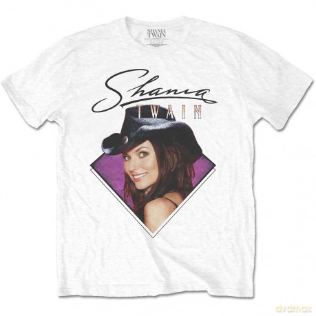 Shania Twain: Unisex T-Shirt: Purple Photo (White) (Large)