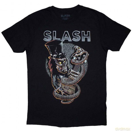 Slash: Unisex T-Shirt: Skull Guitar Snake (Black) (Small)