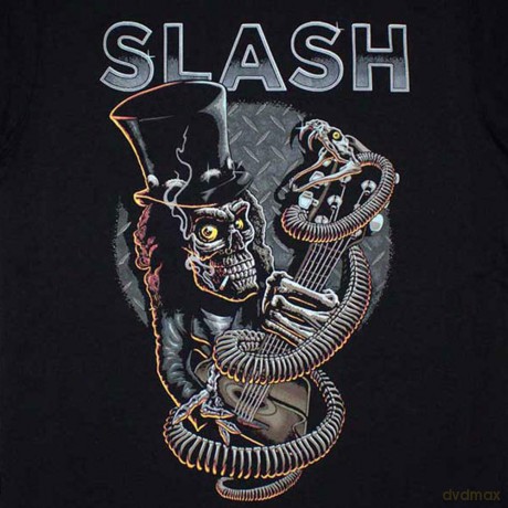Slash: Unisex T-Shirt: Skull Guitar Snake (Black) (Small)