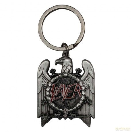 Slayer: Keychain: Silver Eagle v2 (Oxidised Chrome Relief With Red Highlights)