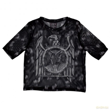 Slayer: Ladies Crop Top: Mono Eagle (Black) (Mesh) (Medium)