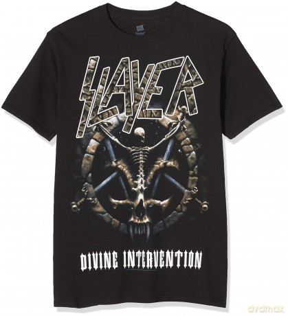 Slayer: Men's Tee: Divine Intervention 2014 Dates (Ex-Tour with Back Print) (Small)