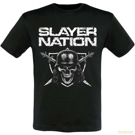 Slayer: Men's Tee: Nation 2014 Dates (Ex-Tour with Back Print) (Large)